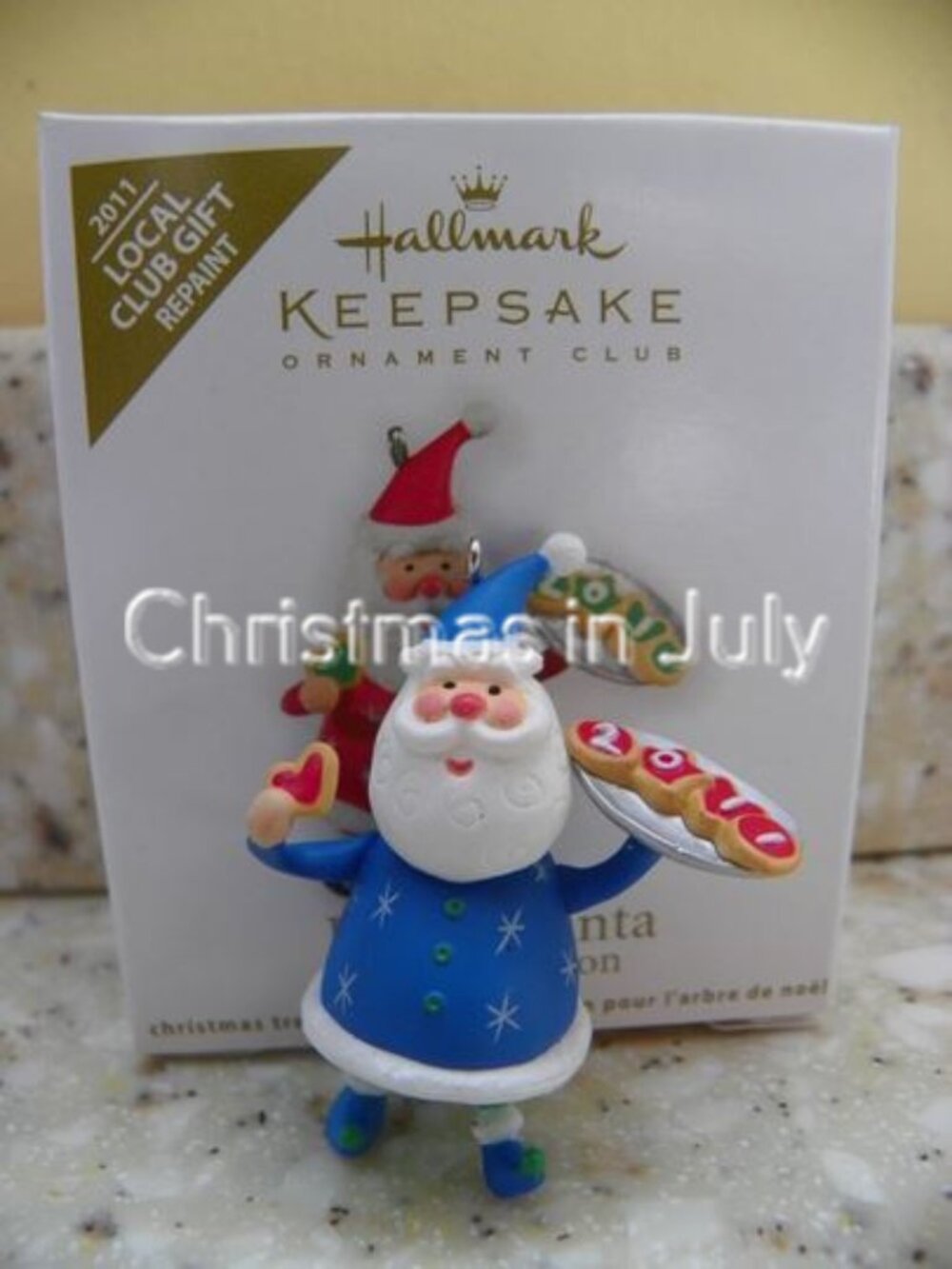 Hallmark 2011 Festive Santa KOC Local Club Repaint mini Christmas Ornament